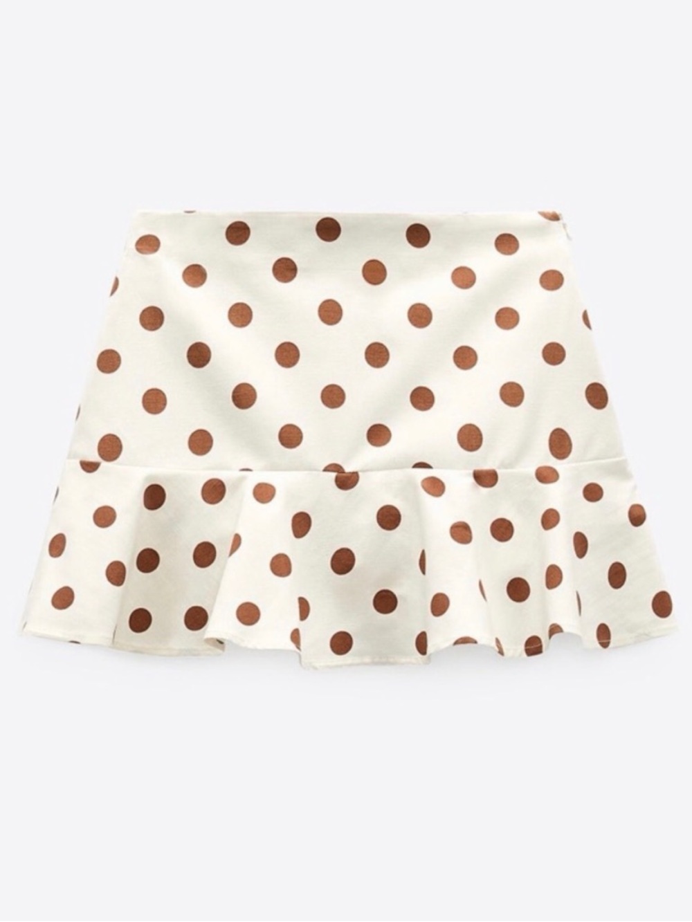 NWT Zara women's Polka Dot Ruffled Mini Skirt Sz Small Linen blend - Picture 2 of 9
